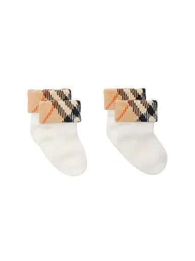 Burberry Baby's Newborn 2-Pack Check Socks - White 1-3 Months | Thumbnail 2 Burberry Baby's Newborn 2-Pack Check Socks - White 1-3 Months | Thumbnail 2