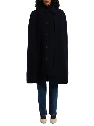 TOTEME Women's Bouclé Wool Cape Coat - Navy - Size 6 | Thumbnail 3 TOTEME Women's Bouclé Wool Cape Coat - Navy - Size 6 | Thumbnail 3