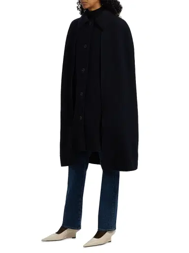 TOTEME Women's Bouclé Wool Cape Coat - Navy - Size 6 | Thumbnail 4 TOTEME Women's Bouclé Wool Cape Coat - Navy - Size 6 | Thumbnail 4