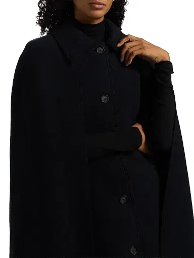 TOTEME Women's Bouclé Wool Cape Coat - Navy - Size 6 | Thumbnail 6 TOTEME Women's Bouclé Wool Cape Coat - Navy - Size 6 | Thumbnail 6