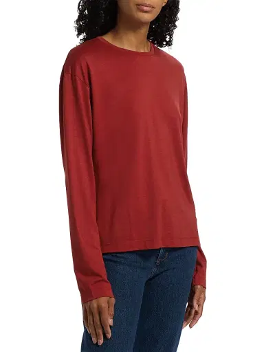 Toteme Women's Classic Wool Long-Sleeve T-Shirt - Poppy | Thumbnail 4 Toteme Women's Classic Wool Long-Sleeve T-Shirt - Poppy | Thumbnail 4