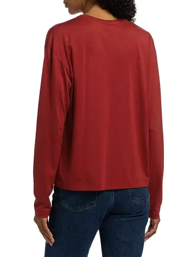 Toteme Women's Classic Wool Long-Sleeve T-Shirt - Poppy | Thumbnail 5 Toteme Women's Classic Wool Long-Sleeve T-Shirt - Poppy | Thumbnail 5