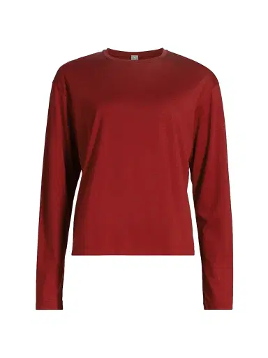 Toteme Women's Classic Wool Long-Sleeve T-Shirt - Poppy | Thumbnail 1 Toteme Women's Classic Wool Long-Sleeve T-Shirt - Poppy | Thumbnail 1