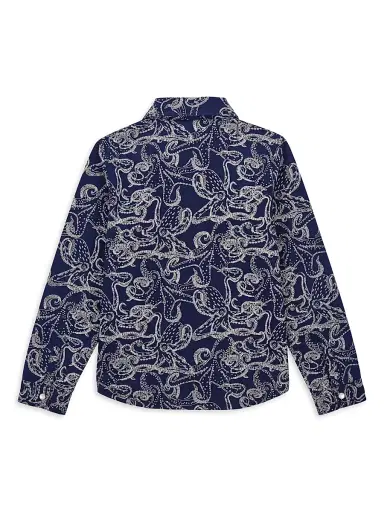 Vilebrequin Little Boy's & Boy's Octopus Long-Sleeve Cotton Shirt - Bleu Marine - Size 14 | Thumbnail 3 Vilebrequin Little Boy's & Boy's Octopus Long-Sleeve Cotton Shirt - Bleu Marine - Size 14 | Thumbnail 3
