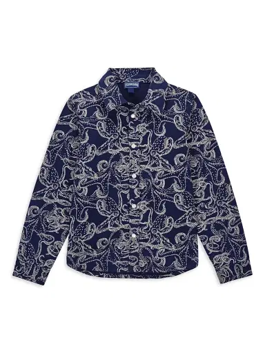 Vilebrequin Little Boy's & Boy's Octopus Long-Sleeve Cotton Shirt - Bleu Marine - Size 14 | Thumbnail 1 Vilebrequin Little Boy's & Boy's Octopus Long-Sleeve Cotton Shirt - Bleu Marine - Size 14 | Thumbnail 1