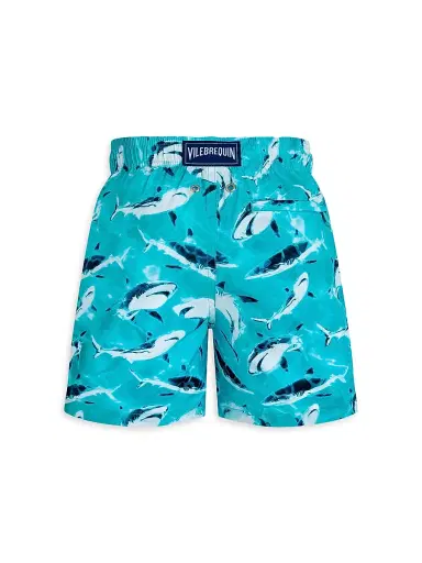 Vilebrequin Little Boy's & Boy's Requins Swim Shorts - Lagoon | Thumbnail 3 Vilebrequin Little Boy's & Boy's Requins Swim Shorts - Lagoon | Thumbnail 3