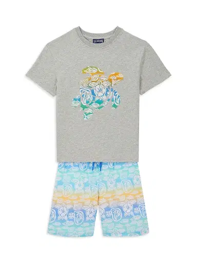Vilebrequin Little Boy's & Boy's Ombré Tahiti Turtles Swim Trunks - White Multi - Size 12 | Thumbnail 2 Vilebrequin Little Boy's & Boy's Ombré Tahiti Turtles Swim Trunks - White Multi - Size 12 | Thumbnail 2