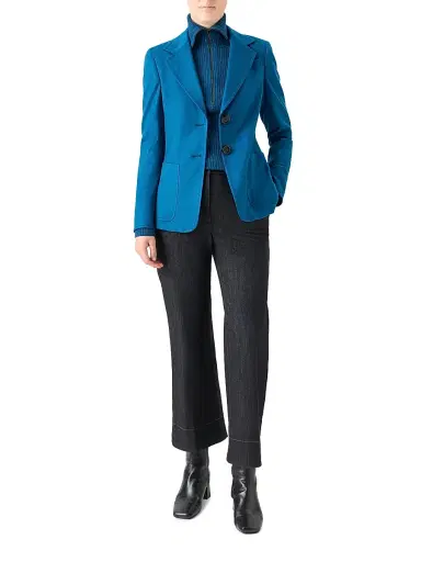 Akris punto Women's Fitted Felted Wool Blazer - Teal | Thumbnail 2 Akris punto Women's Fitted Felted Wool Blazer - Teal | Thumbnail 2
