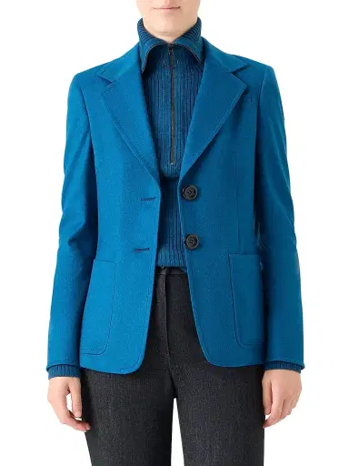 Akris punto Women's Fitted Felted Wool Blazer - Teal | Thumbnail 3 Akris punto Women's Fitted Felted Wool Blazer - Teal | Thumbnail 3