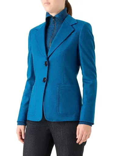 Akris punto Women's Fitted Felted Wool Blazer - Teal | Thumbnail 4 Akris punto Women's Fitted Felted Wool Blazer - Teal | Thumbnail 4