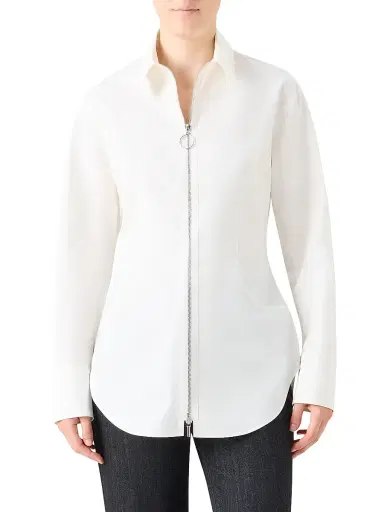 Akris punto Women's Poplin Cotton Zip Blouse - Cream | Thumbnail 3 Akris punto Women's Poplin Cotton Zip Blouse - Cream | Thumbnail 3