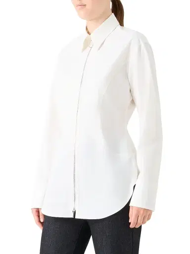 Akris punto Women's Poplin Cotton Zip Blouse - Cream | Thumbnail 4 Akris punto Women's Poplin Cotton Zip Blouse - Cream | Thumbnail 4