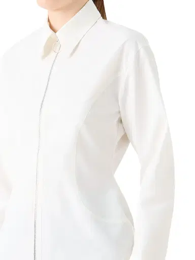 Akris punto Women's Poplin Cotton Zip Blouse - Cream | Thumbnail 6 Akris punto Women's Poplin Cotton Zip Blouse - Cream | Thumbnail 6