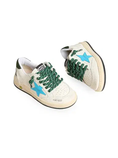 Golden Goose Baby Boy's, Little Boy's & Boy's Ballstar Leather Star Low-Top Sneakers - White Blue Green 10 (Toddler) | Thumbnail 2 Golden Goose Baby Boy's, Little Boy's & Boy's Ballstar Leather Star Low-Top Sneakers - White Blue Green 10 (Toddler) | Thumbnail 2