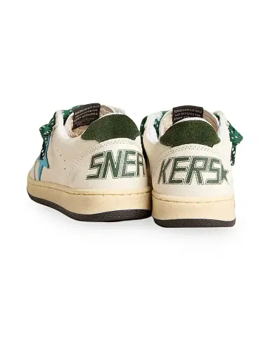 Golden Goose Baby Boy's, Little Boy's & Boy's Ballstar Leather Star Low-Top Sneakers - White Blue Green 10 (Toddler) | Thumbnail 3 Golden Goose Baby Boy's, Little Boy's & Boy's Ballstar Leather Star Low-Top Sneakers - White Blue Green 10 (Toddler) | Thumbnail 3