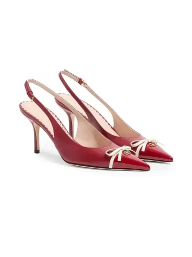 Valentino Garavani Women's Bepointy 80MM Slingback Pumps in Patent Leather and Kidskin - Red Ivory - Size 10 | Thumbnail 2 Valentino Garavani Women's Bepointy 80MM Slingback Pumps in Patent Leather and Kidskin - Red Ivory - Size 10 | Thumbnail 2