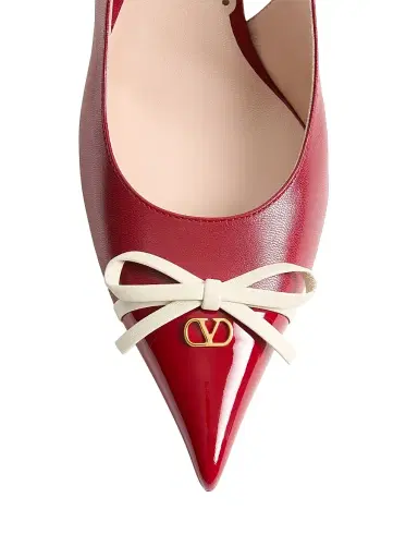 Valentino Garavani Women's Bepointy 80MM Slingback Pumps in Patent Leather and Kidskin - Red Ivory - Size 10 | Thumbnail 4 Valentino Garavani Women's Bepointy 80MM Slingback Pumps in Patent Leather and Kidskin - Red Ivory - Size 10 | Thumbnail 4