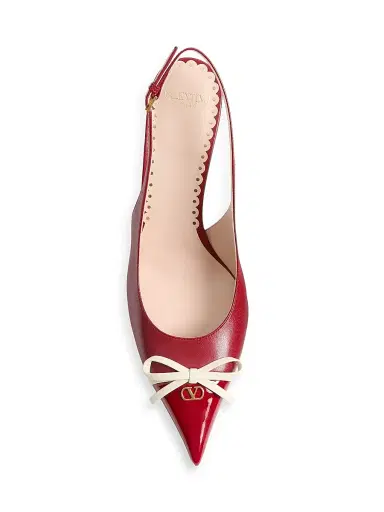 Valentino Garavani Women's Bepointy 80MM Slingback Pumps in Patent Leather and Kidskin - Red Ivory - Size 10 | Thumbnail 5 Valentino Garavani Women's Bepointy 80MM Slingback Pumps in Patent Leather and Kidskin - Red Ivory - Size 10 | Thumbnail 5