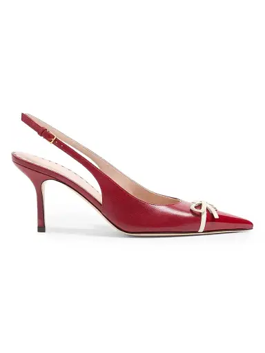 Valentino Garavani Women's Bepointy 80MM Slingback Pumps in Patent Leather and Kidskin - Red Ivory - Size 10 | Thumbnail 1 Valentino Garavani Women's Bepointy 80MM Slingback Pumps in Patent Leather and Kidskin - Red Ivory - Size 10 | Thumbnail 1