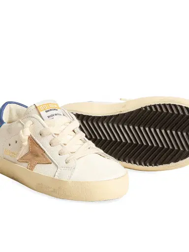 Golden Goose Baby Boy's, Little Boy's & Boy's Super-Star Leather Low-Top Sneakers - White Blue Beige 1 (Child) | Thumbnail 4 Golden Goose Baby Boy's, Little Boy's & Boy's Super-Star Leather Low-Top Sneakers - White Blue Beige 1 (Child) | Thumbnail 4