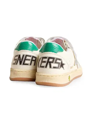 Golden Goose Little Boy's & Boy's Ballstar Leather Laminated Star Sneakers - White Silver Green 1.5 (Child) | Thumbnail 3 Golden Goose Little Boy's & Boy's Ballstar Leather Laminated Star Sneakers - White Silver Green 1.5 (Child) | Thumbnail 3