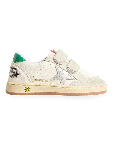 Golden Goose Little Boy's & Boy's Ballstar Leather Laminated Star Sneakers - White Silver Green 1.5 (Child) | Thumbnail 1 Golden Goose Little Boy's & Boy's Ballstar Leather Laminated Star Sneakers - White Silver Green 1.5 (Child) | Thumbnail 1
