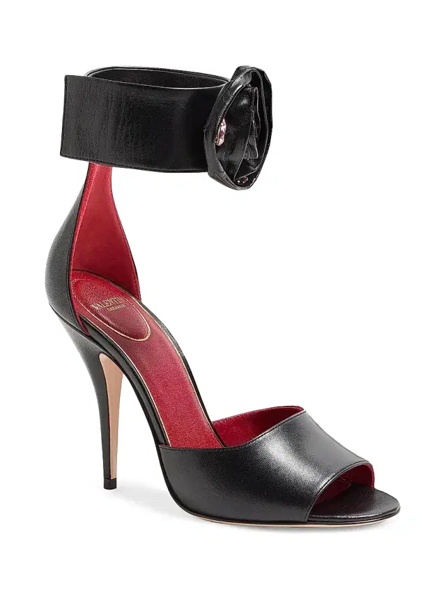 Women's Drip Rose Kidskin 105MM Sandals with Crystals - Black Women's Drip Rose Kidskin 105MM Sandals with Crystals - Black