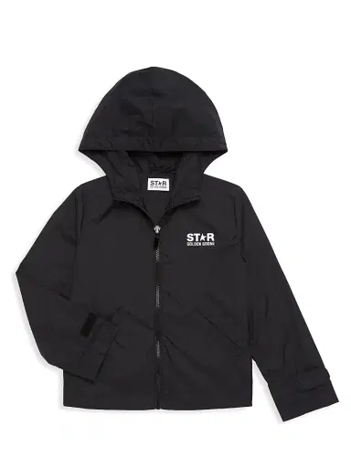Golden Goose Little Boy's & Boy's Star Logo Windbreaker Jacket - Black White | Thumbnail 1 Golden Goose Little Boy's & Boy's Star Logo Windbreaker Jacket - Black White | Thumbnail 1