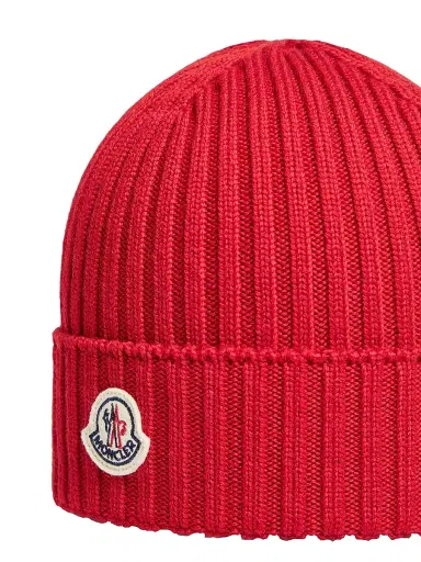 Moncler Kid's Beanie Hat in Wool - Red | Thumbnail 6 Moncler Kid's Beanie Hat in Wool - Red | Thumbnail 6
