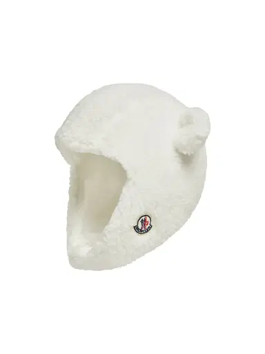 Moncler Men's Baby's Hat in Teddy - White | Thumbnail 2 Moncler Men's Baby's Hat in Teddy - White | Thumbnail 2