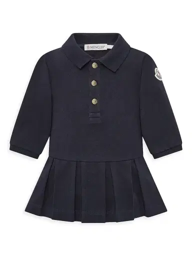 Moncler Baby Girl's & Little Girl's Dress in Cotton Piquet - Night Blue | Thumbnail 1 Moncler Baby Girl's & Little Girl's Dress in Cotton Piquet - Night Blue | Thumbnail 1