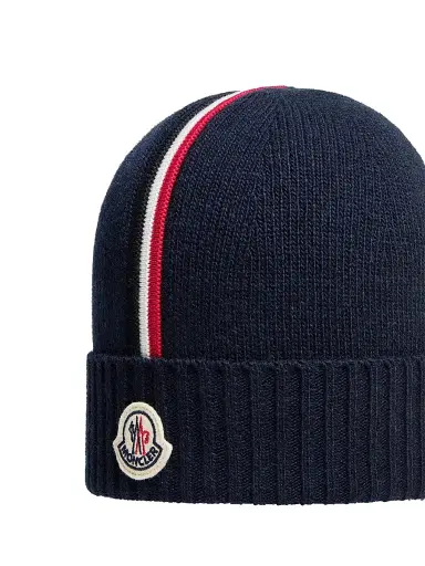 Moncler Little Boy's & Boy's Beanie Hat in Wool - Dark Blue | Thumbnail 3 Moncler Little Boy's & Boy's Beanie Hat in Wool - Dark Blue | Thumbnail 3