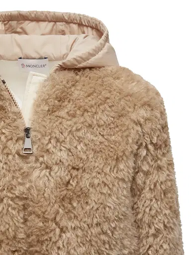 Moncler Little Girl's & Girl's Hoodie in Teddy - Beige | Thumbnail 4 Moncler Little Girl's & Girl's Hoodie in Teddy - Beige | Thumbnail 4
