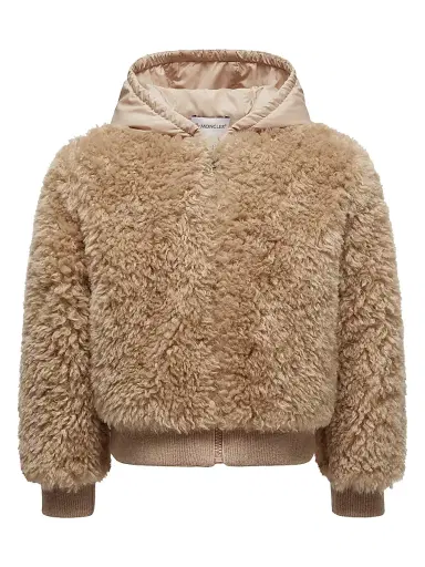 Moncler Little Girl's & Girl's Hoodie in Teddy - Beige | Thumbnail 1 Moncler Little Girl's & Girl's Hoodie in Teddy - Beige | Thumbnail 1