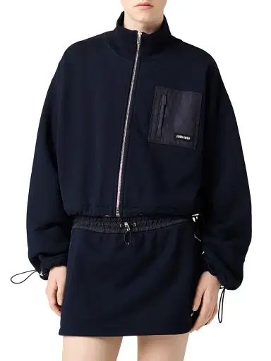 Miu Miu Women's Zippered Fleece Jacket - Blue | Thumbnail 2 Miu Miu Women's Zippered Fleece Jacket - Blue | Thumbnail 2