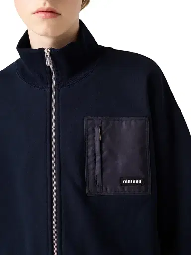 Miu Miu Women's Zippered Fleece Jacket - Blue | Thumbnail 4 Miu Miu Women's Zippered Fleece Jacket - Blue | Thumbnail 4