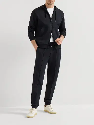 Brunello Cucinelli Men's Techno Cotton French Terry Trousers with Crête Detail - Black | Thumbnail 6 Brunello Cucinelli Men's Techno Cotton French Terry Trousers with Crête Detail - Black | Thumbnail 6