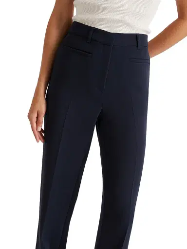 Marella Women's Slightly Flared Cady Trousers - Navy - Size 14 | Thumbnail 4 Marella Women's Slightly Flared Cady Trousers - Navy - Size 14 | Thumbnail 4