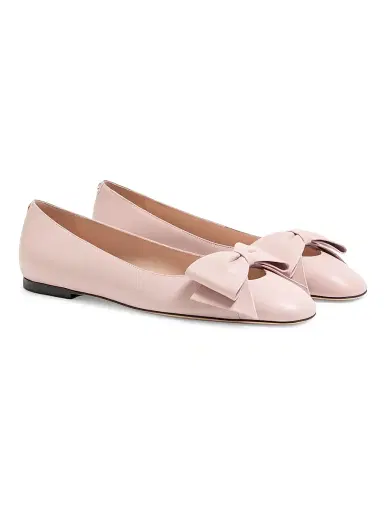 Valentino Garavani Women's Bowow Kidskin Ballerinas - Water Rose | Thumbnail 2 Valentino Garavani Women's Bowow Kidskin Ballerinas - Water Rose | Thumbnail 2