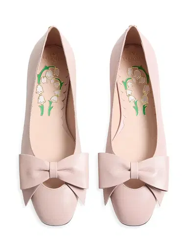 Valentino Garavani Women's Bowow Kidskin Ballerinas - Water Rose | Thumbnail 6 Valentino Garavani Women's Bowow Kidskin Ballerinas - Water Rose | Thumbnail 6