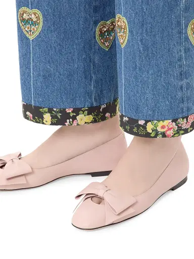 Valentino Garavani Women's Bowow Kidskin Ballerinas - Water Rose | Thumbnail 7 Valentino Garavani Women's Bowow Kidskin Ballerinas - Water Rose | Thumbnail 7