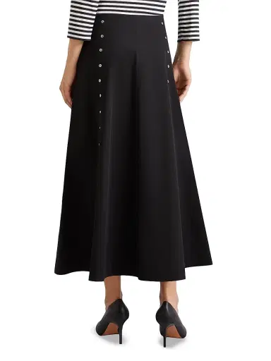 Marella Women's Flared Cotton Gabardine Skirt - Black - Size 14 | Thumbnail 3 Marella Women's Flared Cotton Gabardine Skirt - Black - Size 14 | Thumbnail 3