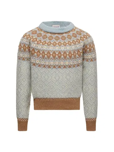 Moncler Little Girl's & Girl's Sweater in Bouclé Wool Blend - Light Blue | Thumbnail 1 Moncler Little Girl's & Girl's Sweater in Bouclé Wool Blend - Light Blue | Thumbnail 1