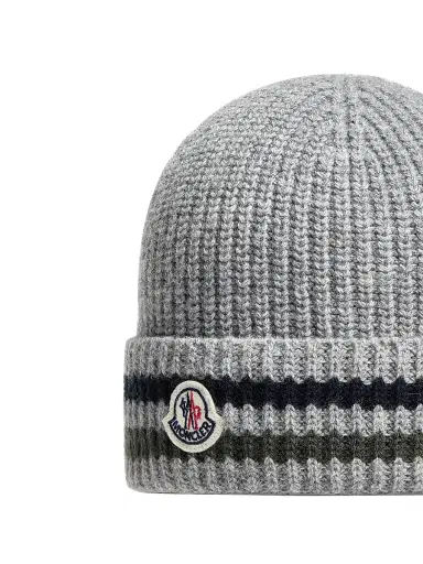 Moncler Little Boy's & Boy's Beanie Hat in Wool - Gray | Thumbnail 3 Moncler Little Boy's & Boy's Beanie Hat in Wool - Gray | Thumbnail 3
