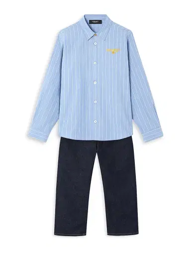 Versace Boy's Little Boy's & Boy's Pinstriped Cotton Poplin Shirt | Thumbnail 2 Versace Boy's Little Boy's & Boy's Pinstriped Cotton Poplin Shirt | Thumbnail 2