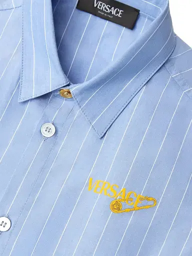 Versace Boy's Little Boy's & Boy's Pinstriped Cotton Poplin Shirt | Thumbnail 4 Versace Boy's Little Boy's & Boy's Pinstriped Cotton Poplin Shirt | Thumbnail 4