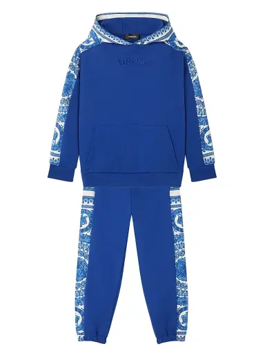 Versace Little Girl's & Girl's Barocco Foulard Fleece Joggers - Royal Blue Ivory - Size 8 | Thumbnail 2 Versace Little Girl's & Girl's Barocco Foulard Fleece Joggers - Royal Blue Ivory - Size 8 | Thumbnail 2