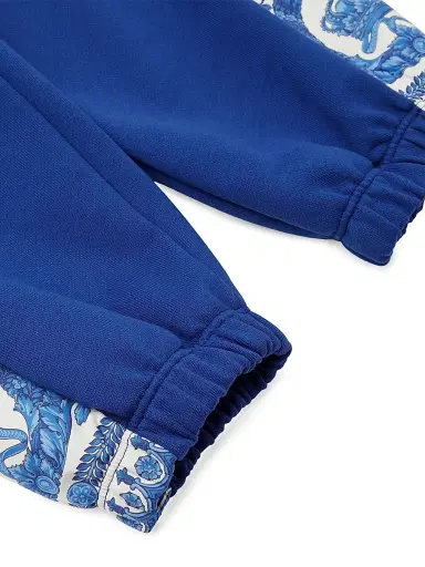 Versace Little Girl's & Girl's Barocco Foulard Fleece Joggers - Royal Blue Ivory - Size 8 | Thumbnail 4 Versace Little Girl's & Girl's Barocco Foulard Fleece Joggers - Royal Blue Ivory - Size 8 | Thumbnail 4
