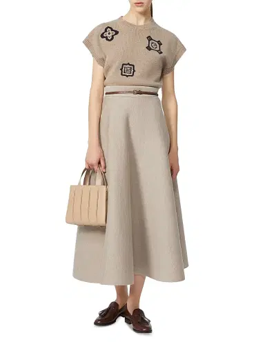 Max Mara Women's Wool and Cashmere Cropped Sweater - Sand | Thumbnail 5 Max Mara Women's Wool and Cashmere Cropped Sweater - Sand | Thumbnail 5