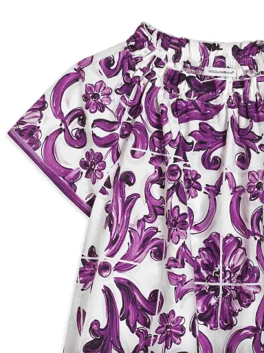 Dolce & Gabbana Little Girl's & Girl's Short Sleeve Majolica Dress - Violet | Thumbnail 3 Dolce & Gabbana Little Girl's & Girl's Short Sleeve Majolica Dress - Violet | Thumbnail 3